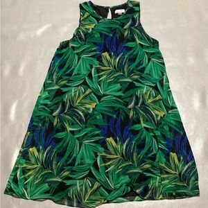 Calvin Klein Tropical Leaf Print Sleeveless Dress